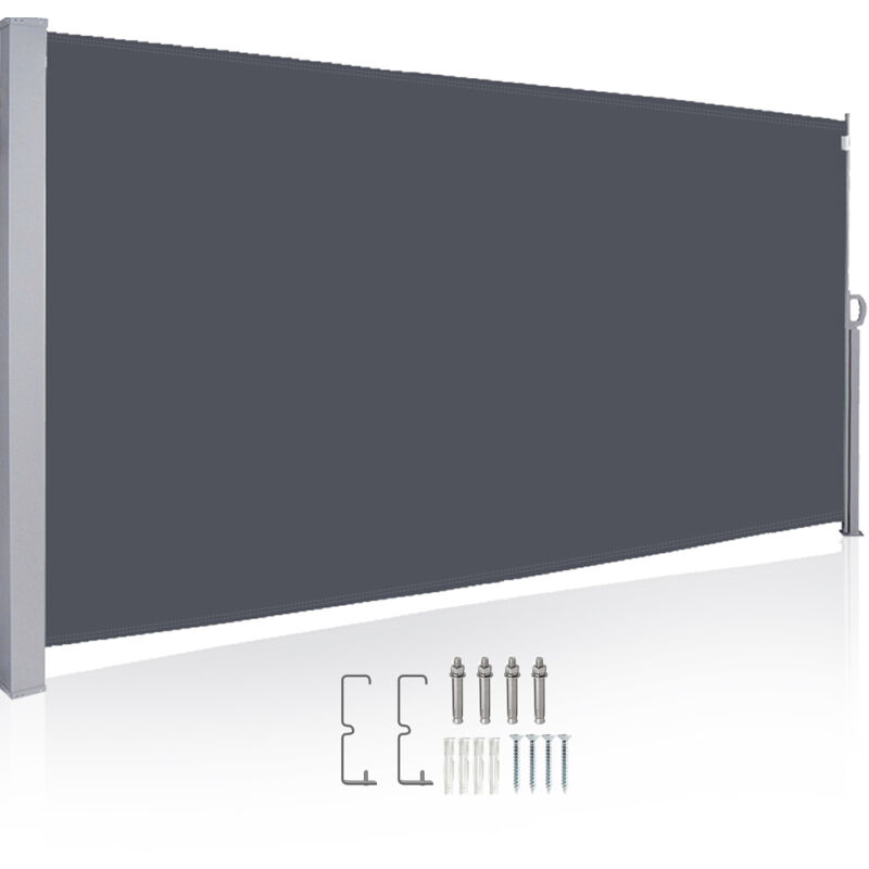 Auvent latéral Rétractable 160x300cm Paravent Extérieur Store latéral patio Protection de la Vie privée Extensible Résistant Gris - Swanew