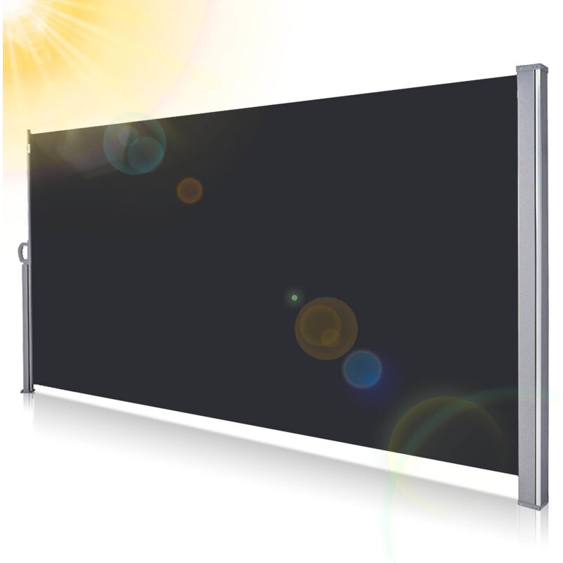 Auvent latéral Rétractable 140x300cm Paravent Extérieur Store latéral patio Protection de la Vie privée Extensible Résistant Noir - Swanew