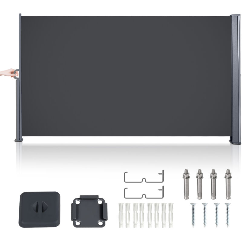 Swanew - Auvent latéral Paravent extérieur Brise Vue rétractable pour Jardin Store latéral Balcon terrasse gris 160x300cm