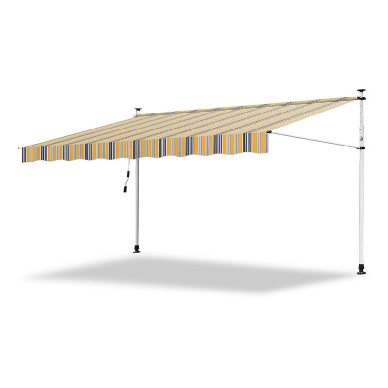 Auvent manuel terrasse Protection solaire UV-résistante Hydrofuge avec protection solaire Jaune et bleu 3.5M - Swanew