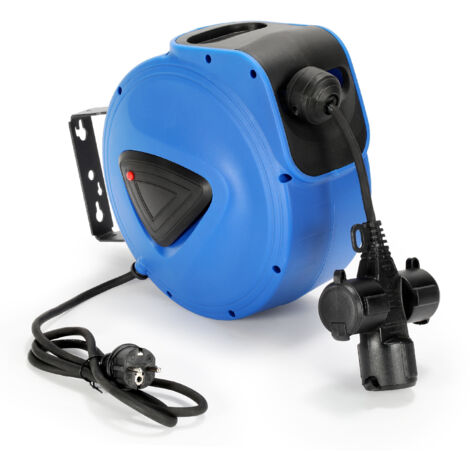 SWANEW Avvolgicavo automatico 20m + 1,5m avvolgicavo IP44 orientabile a 180° 3 fori spina di sicurezza protezione surriscaldamento