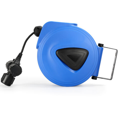 SWANEW Avvolgicavo automatico 20m + 1,5m avvolgicavo IP44 orientabile a 180° 3 fori spina di sicurezza protezione surriscaldamento