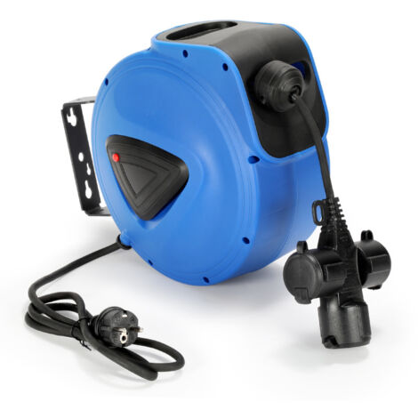 SWANEW Avvolgimento automatico del cavo Con tre spine da 20 m 250V IP44 Arresto regolabile con staffa per il montaggio a parete ， rotazione di 180°