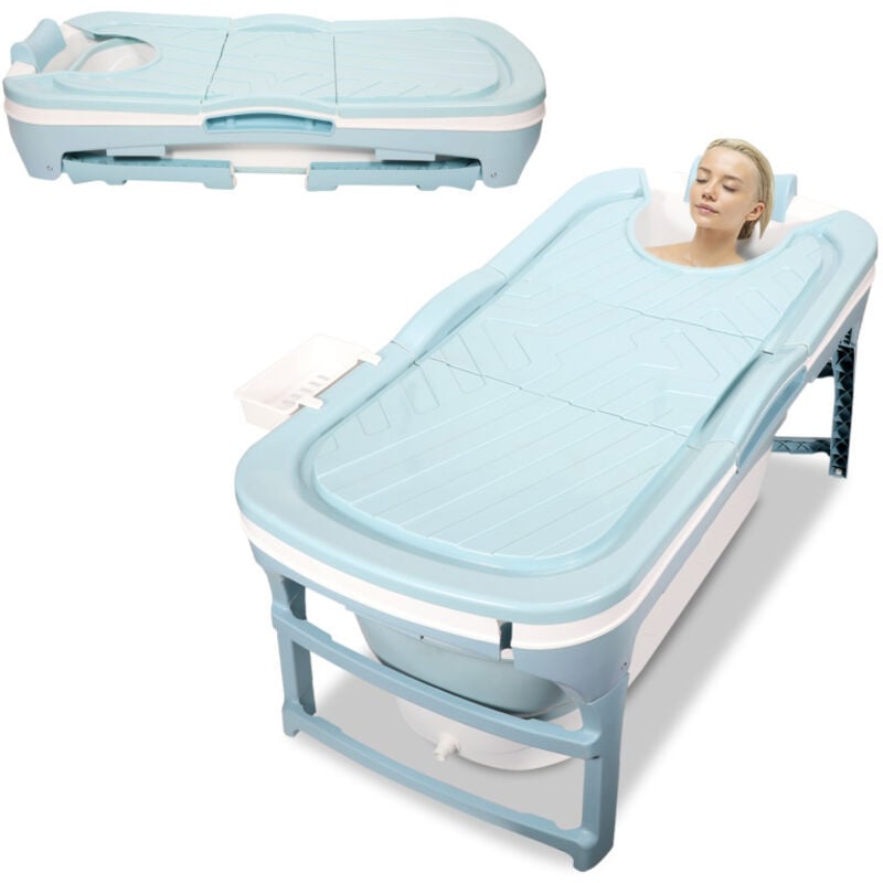 Baignoire pliable pour adulte avec Couvercle amovible Baignoire pp+tpe- pour petite salle de bain 118x60x50cm - Swanew