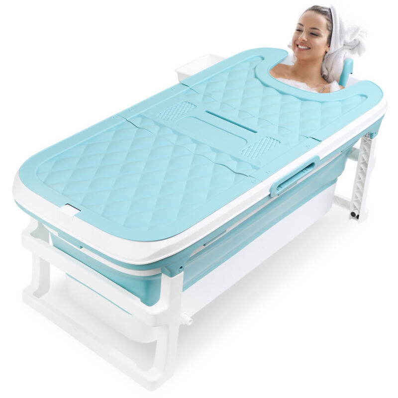 Swanew - Baignoire pliable pour adulte Portable Plastique Baignoire pliable à poser avec Tablette 149x60x50cm