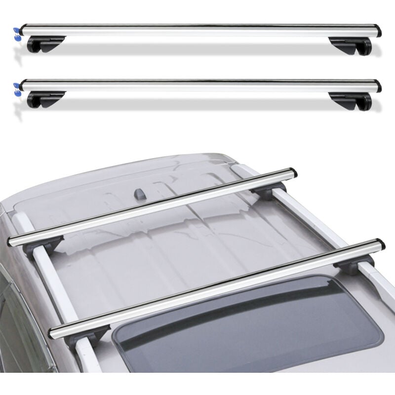 Swanew - Barre de toit universelle L124 Barre de toit réglable 150 kg Support de base de voiture en aluminium avec clé