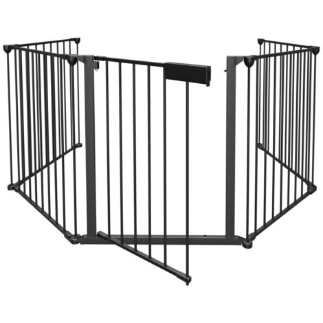 SWANEW Barriera di sicurezza Barriera per porte Barriera per camini Ripiegabile senza necessità di foratura 5x Nero