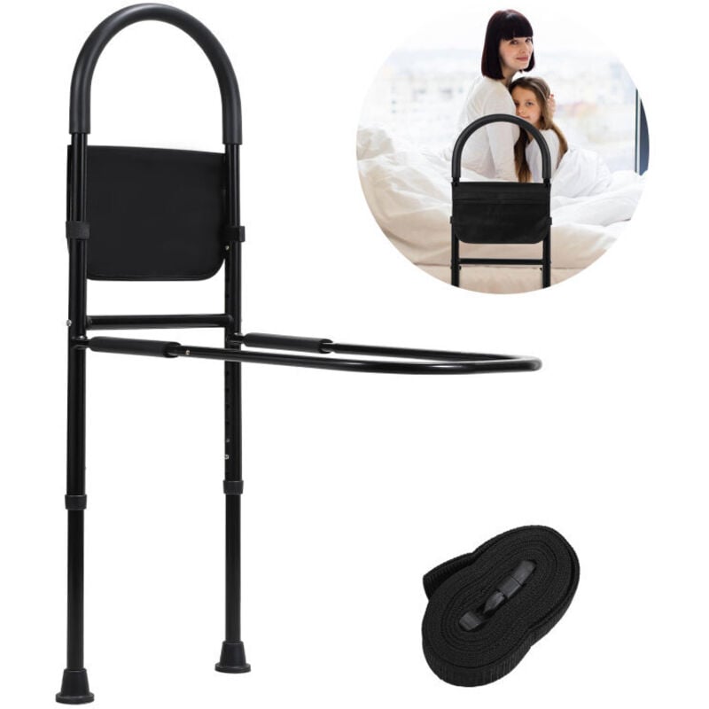 Swanew - Barrière de Lit Adulte, Barre d'Appui pour Lit Anti-Chutes, Poche Amovible,Hauteur réglable (80-140cm), Personnes Âgées Handicapées