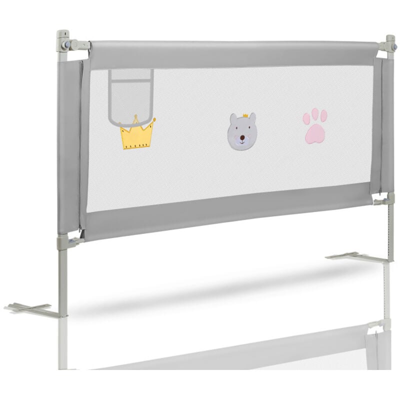 SWANEW Barrière de lit de Protection Anti-Chute 150 cm Réglable en Hauteur de 70 à 98 cm pour Enfant Filet aéré Stable et Facile à Monter