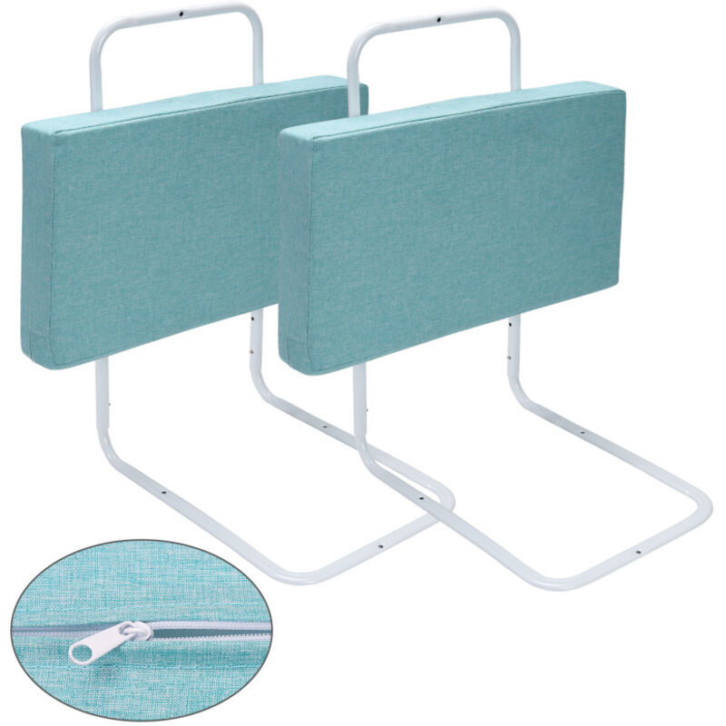 Swanew - Barrière de lit réglable en hauteur 100 cm Anti-chute Tube en acier réglable de 40 à 60 cm Pour lit d'enfant lit de parent Vert marin