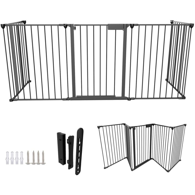 Swanew - Barrière de Sécurité avec 5 Pans Noir 310x75cm pour bébé Animaux Enfant Grille de Barriere de securite