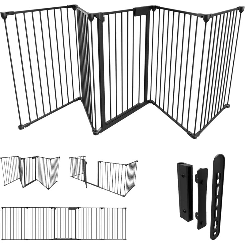 Swanew - Barrière de Sécurité avec 5 Pans Noir pour bébé Animaux Enfant Grille de Barriere de securite