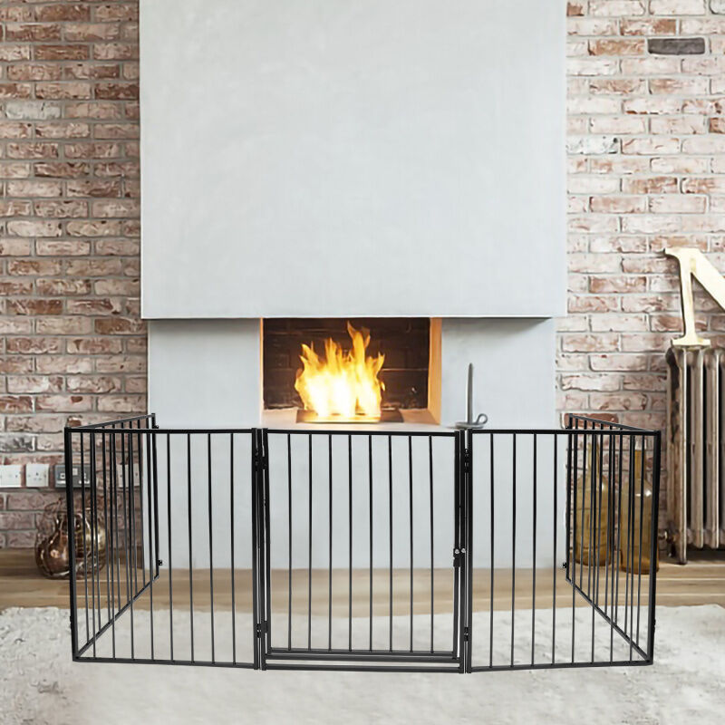 SWANEW Barrière de sécurité Barrière de porte Barrière pour chiots Barrière de sécurité pour enfants en métal Cheminée Barrière pour chiens