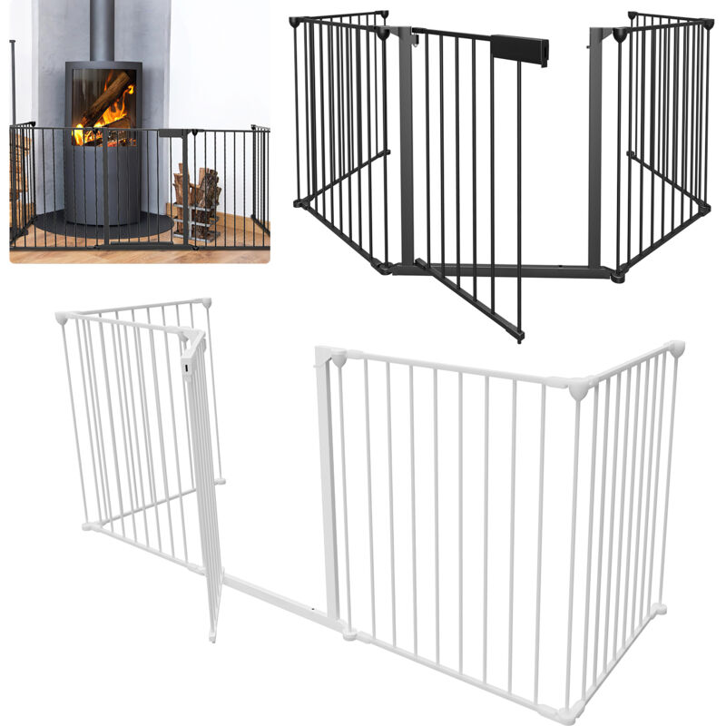 Swanew - Barrière de sécurité Cheminée xl 310cm Pare-feu Sécurité Enfant Fixation murale 5 Éléments acier,Blanc