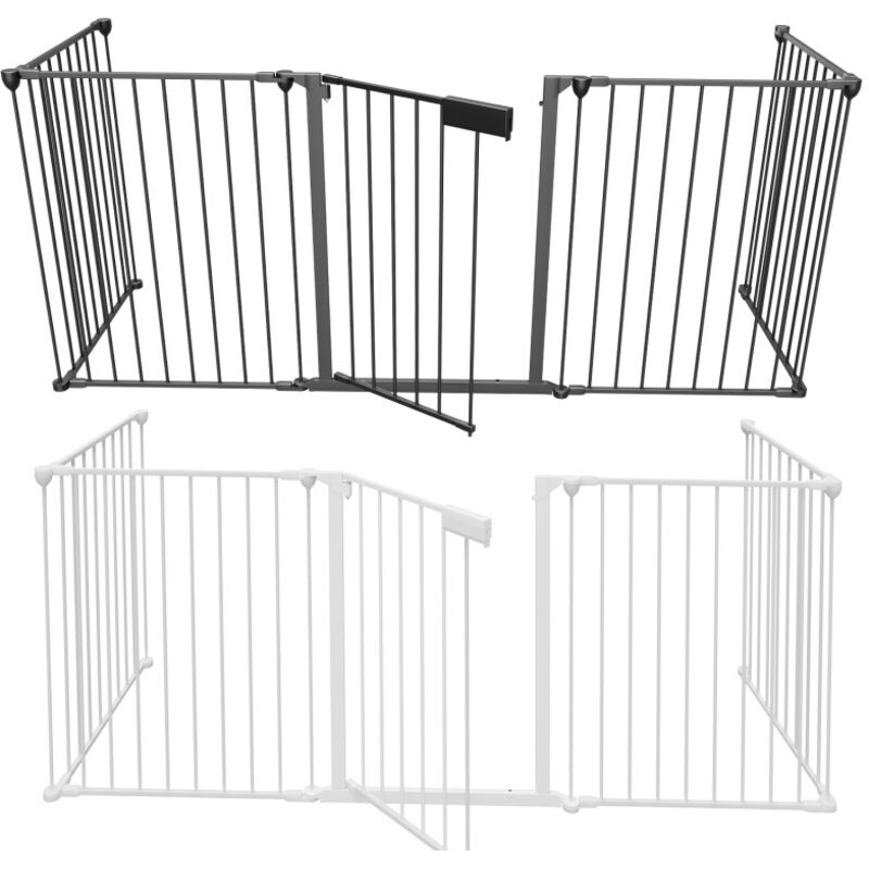 Swanew - Barrière Pare feu avec portillon, Barriere de securite enfant-Animaux, pliable, longueur totale 310 cm,Noir