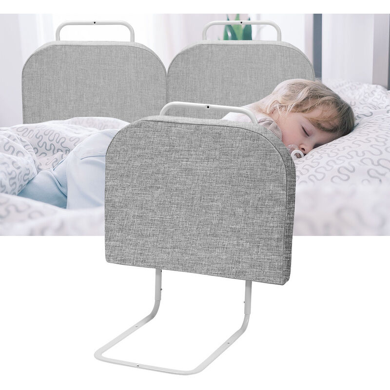 Swanew - Barrière de lit réglable en hauteur 50 cm Anti-chute Tube en acier réglable de 40 à 60 cm Pour lit d'enfant lit de parent Gris - Gris