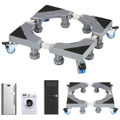 SWANEW Base per lavatrice Carrello per frigorifero Carrello a rulli per asciugatrice Lavatrice Congelatore Regolabile 8 piedi + 4 ruote 41-66cm