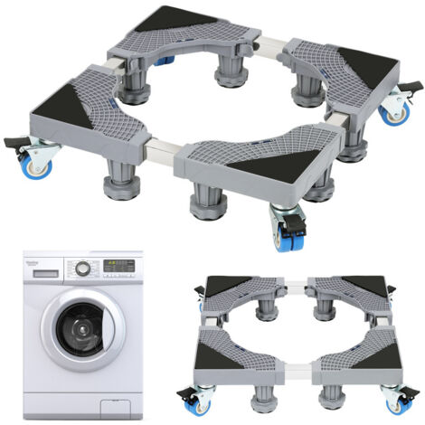 SWANEW Base per lavatrice Carrello per frigorifero Carrello a rulli per asciugatrice Lavatrice Congelatore Regolabile 8 piedi + 4 ruote 41-66cm