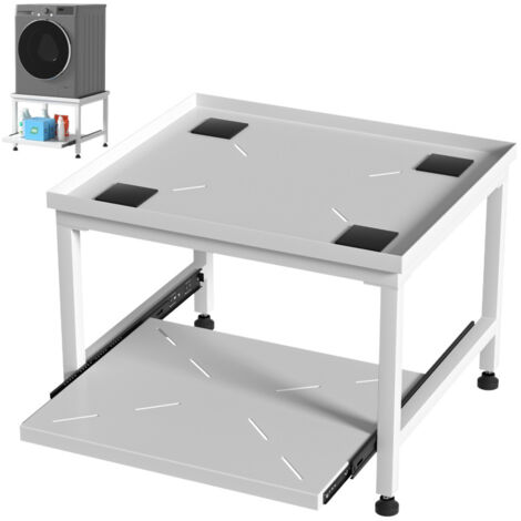 SWANEW Base per lavatrice con scaffale Supporti per lavatrice Bianco 63x54x45.5cm
