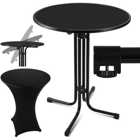 SWANEW Bistro Mangiare Stand Ristorante Tavolo Alto Vassoio Mobile Ø 80cm Nero