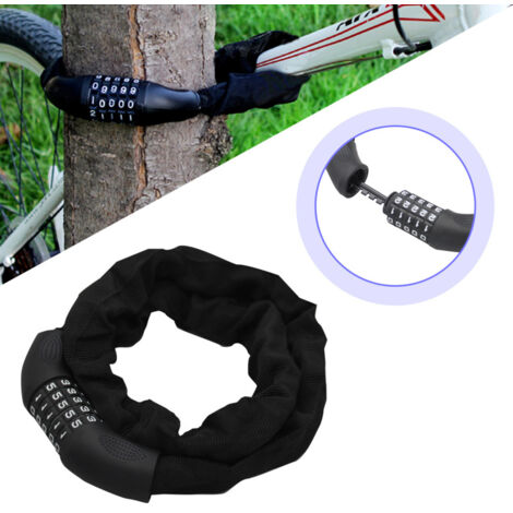 SWANEW Blocco della bicicletta, lucchetto della bicicletta, per la bicicletta scooter moto cancello della bicicletta con 5 cifre codice intelligente cavo antifurto 120cm