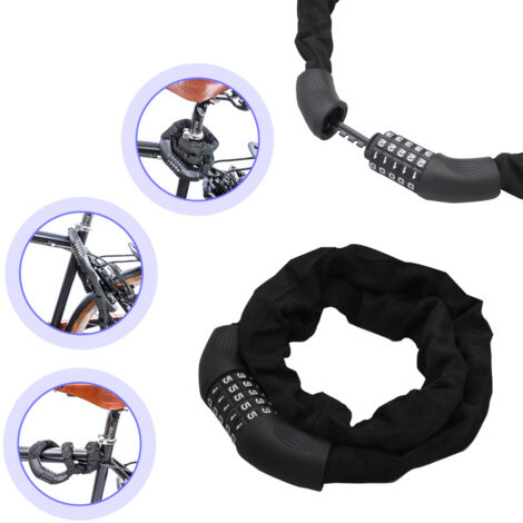 SWANEW Blocco della bicicletta, lucchetto della bicicletta, per la bicicletta scooter moto cancello della bicicletta con 5 cifre codice intelligente cavo antifurto 90cm
