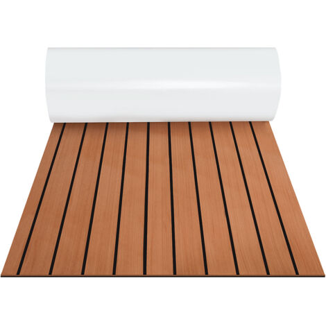 SWANEW Bodenbelag Matte Deck Teppich Antirutschmatte Teak EVA Schaum Braun 240x60cm
