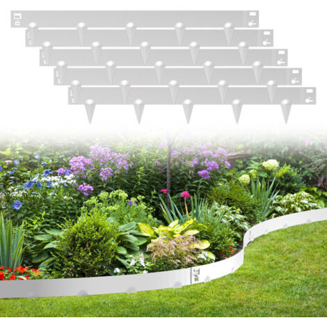 SWANEW Bordatura del prato Bordatura del giardino Barriera per le radici Protezione Acciaio 100x15cm 10m Argento