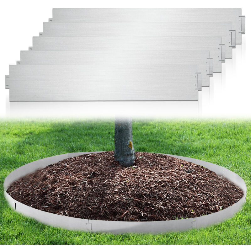 SWANEW Bordure de jardin Bordure de pelouse Bordure de gazon Galvanisé Métal Bordure de chemin Bordure de parterre 100x15cm 50m