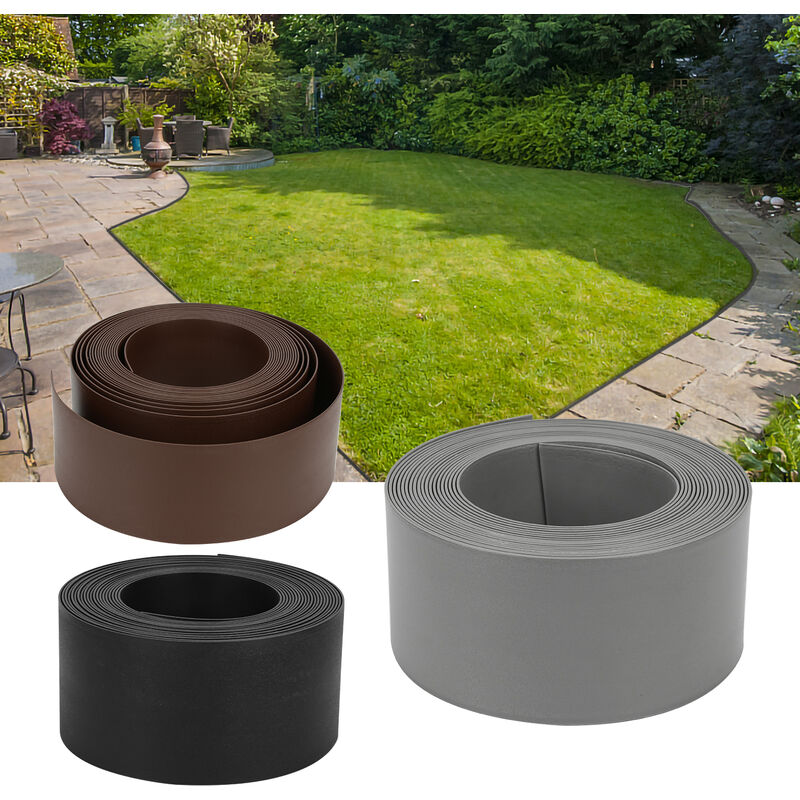 Hengda Bordure de jardin Bordure de pelouse flexible Bordure de lit en plastique dur Bordure de tonte Jardinage 10mx10cmx2mm Noir