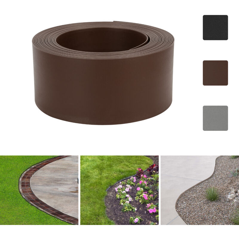Bordure de jardin Bordure de pelouse flexible Bordure de lit en plastique dur Bordure de tonte Jardinage 10mx10cmx2mm marron - Swanew