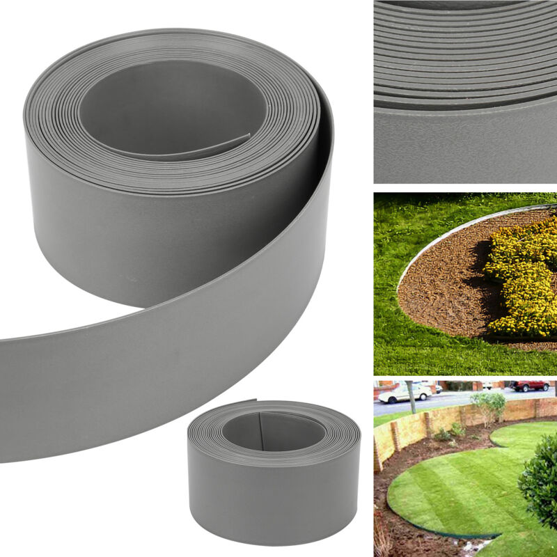 Bordure de jardin Bordure de pelouse flexible Bordure de lit en plastique dur Bordure de tonte Jardinage 25mx10cmx2mm gris - Swanew