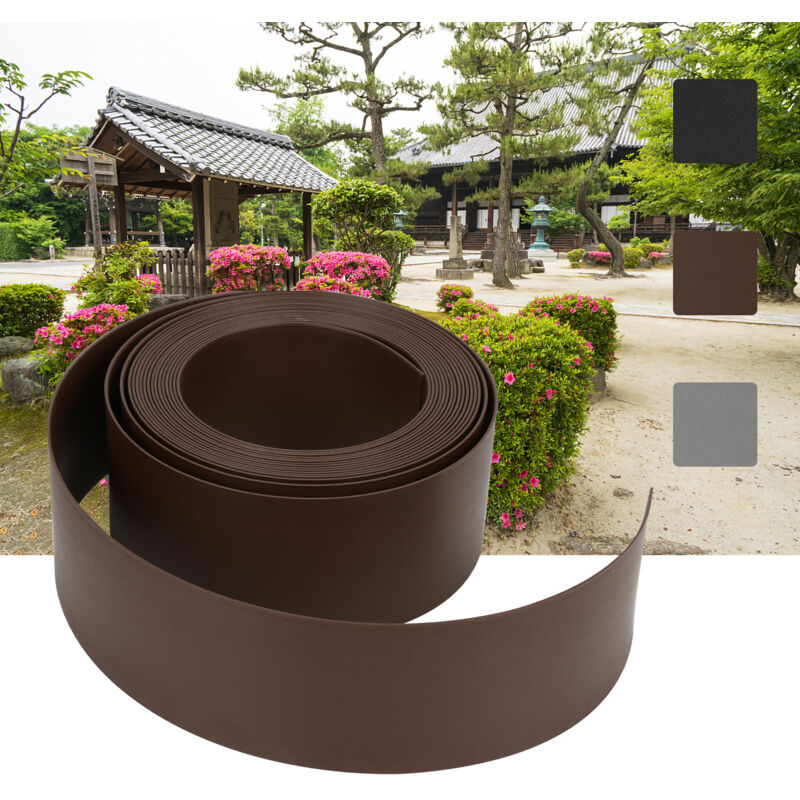 Bordure de jardin Bordure de pelouse flexible Bordure de lit en plastique dur Bordure de tonte Jardinage 25mx12.5cmx2mm marron - Swanew