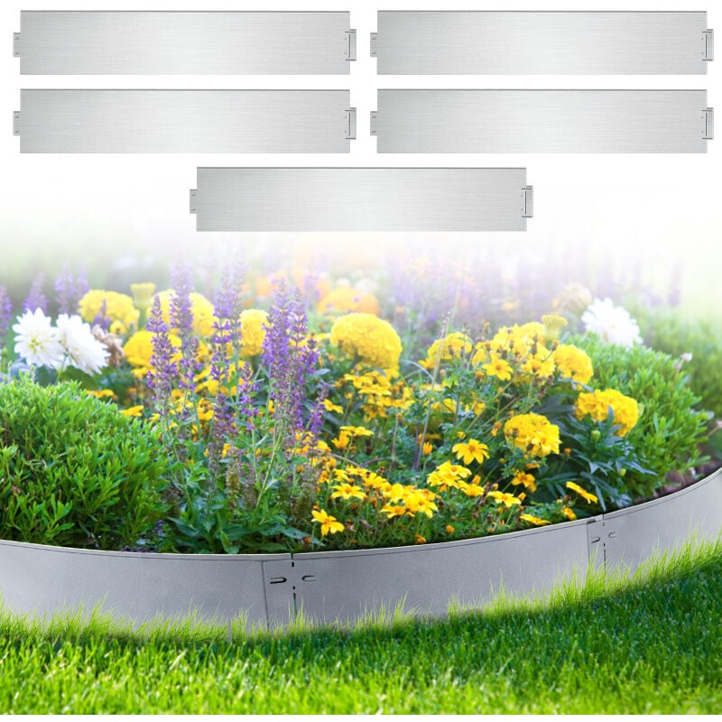 SWANEW Bordure de pelouse Bordure de jardin Galvanisé Durable Défense anti-limaces Métal Bordure de tonte 100x18cm 30m