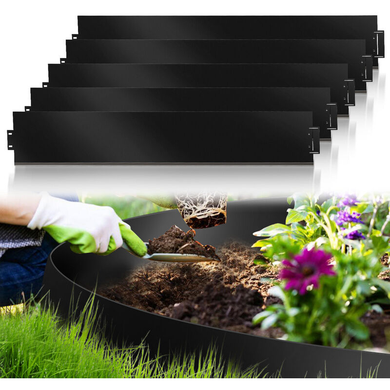 SWANEW Bordure de pelouse durable Bordure de gazon Plantes de jardin Clôture en métal 100x15cm 5m - Argent