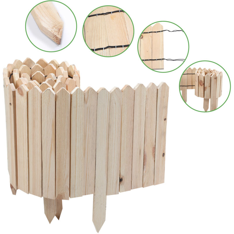 Bordures de jardin en bois bordure de parterre bordure de tonte 200301.5cm Marron clair - Swanew