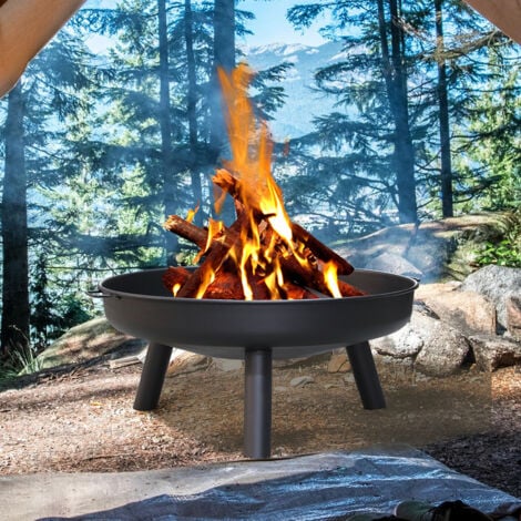 SWANEW Brasero Bac à feu 82cm Bac à plantes Feu de terrasse Grille avec poignées