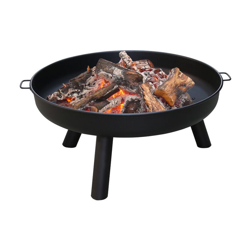 Swanew - Brasero de jardin Bol de feu 80 cm fond en dentelle pieds anti-rouille barbecue Fire Pit pour chauffage - Noir