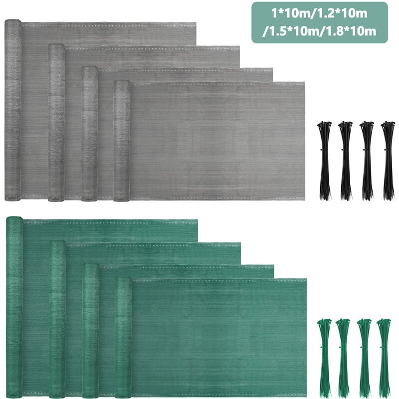 Swanew - Brise Vue renforcé pour Balcon Jardin Protection Contre Le Vent Protection visuelle.Brise-Vue occultant 150g/m² gris 1.8x10m