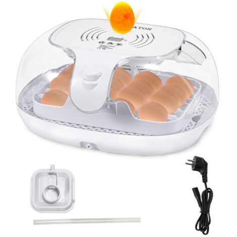 HENGDA SWANEW Brutmaschine Mit LED-Eierlicht Ei-Inkubator Flächenbrüter mit LCD-Anzeige 35-36w für Hühner, Enten und andere Küken 16 Eier Grau und weiß