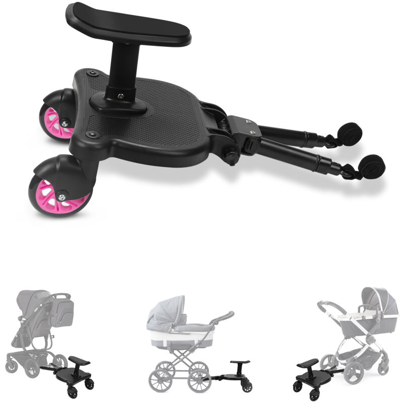 Image of Buggy board Upgrade Universal Stehbrett Kiddy Trittbrett Kinderwagen Zubehör mit Sitz Rosa - Swanew