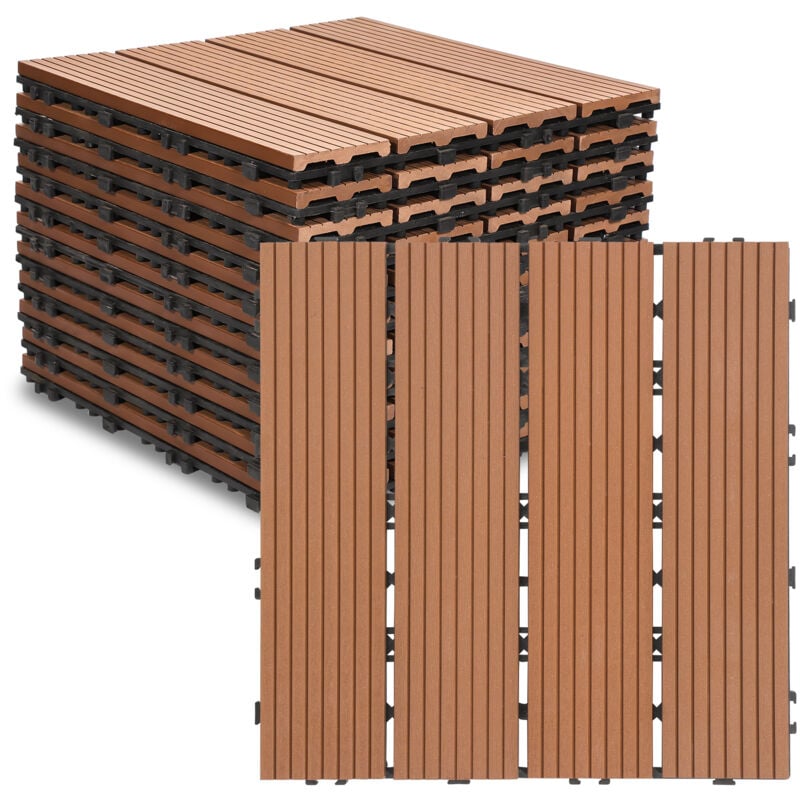 Swanew - Caillebotis dalles terrasse 11 mboîtables installation très simple petits carreaux composite plastique imitation bois Marron
