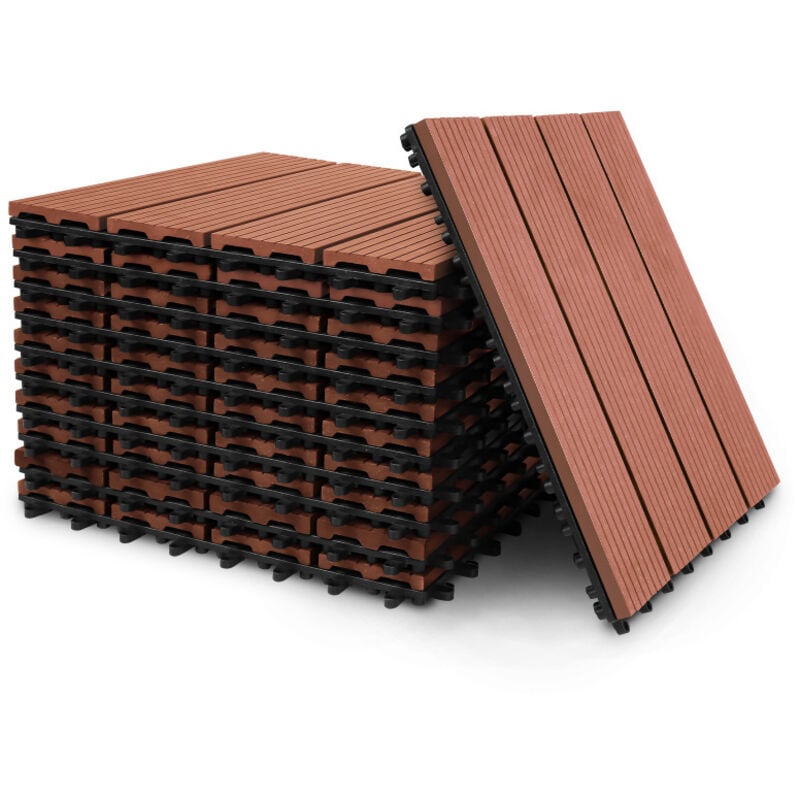 Swanew - Caillebotis dalles terrasse 44 mboîtables installation très simple petits carreaux composite plastique imitation bois Marron