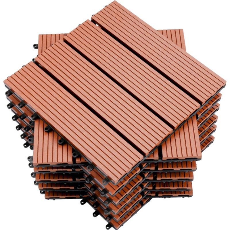 Caillebotis dalles terrasse 55 mboîtables installation très simple petits carreaux composite plastique imitation bois Marron - Swanew