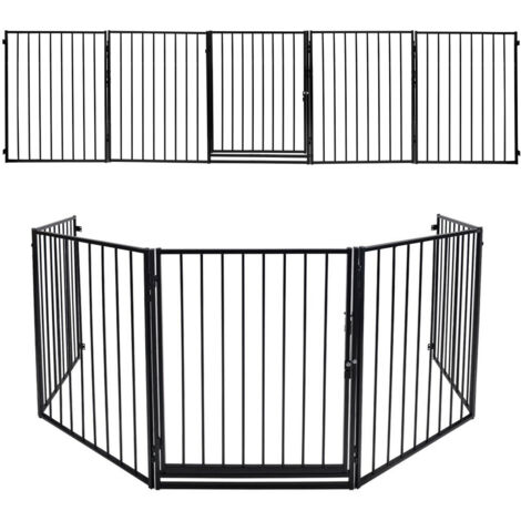 SWANEW Cancelletto di sicurezza a 5 pannelli per bambini e animali 304 cm Cancelletto di sicurezza in metallo Cancelletto di sicurezza pieghevole Cancello di sicurezza