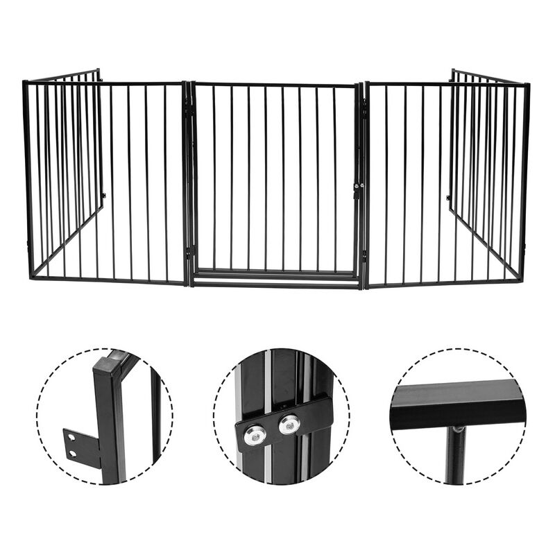 Image of Cancelletto di sicurezza Cancelletto per camino 5 pezzi Cancelletto per cani Area giochi per bambini nero - Swanew