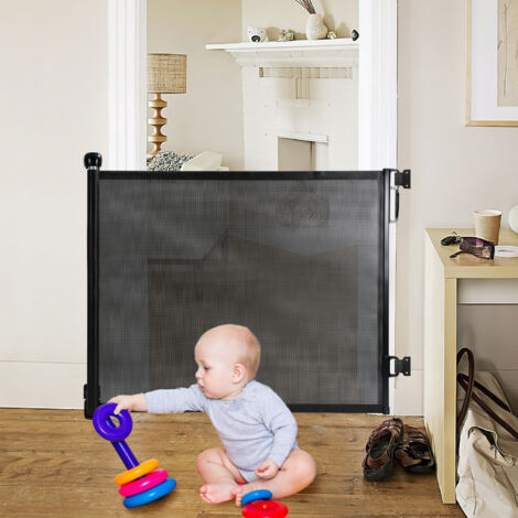 SWANEW Cancelletto di sicurezza estensibile. cancelletto per scale. cancelletto per bambini e animali domestici 0-180cm Nero