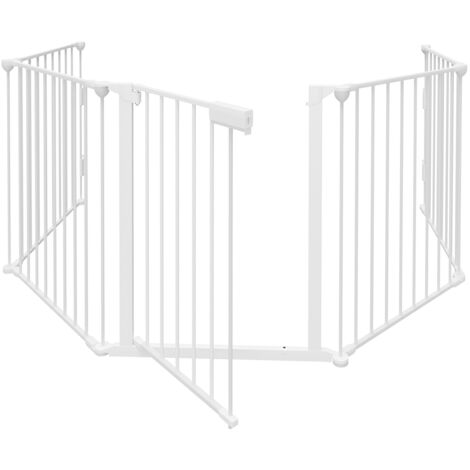 SWANEW Cancello di sicurezza con 5 lame bianco 310x75cm per animali bambino Griglia di protezione Camino Firewall Safety Gate