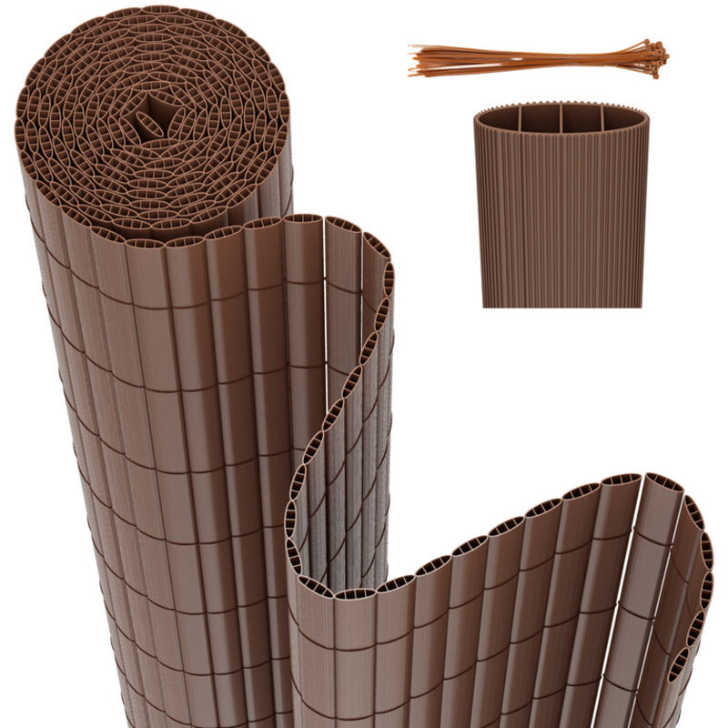 Canisse en pvc Brise Vue résistant,pour le jardin, Balcon ou terrasse,Marron,90 x 300 cm - Swanew