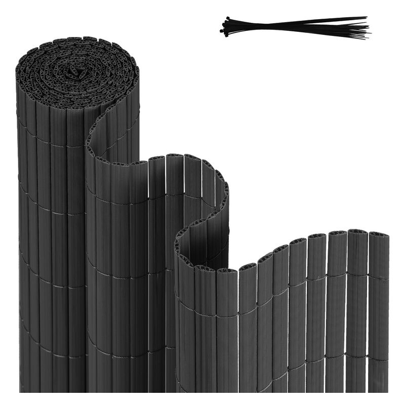 SWANEW Canisse en PVC Canisse PVC pour jardin balcon terrasse. Balcon clôture brise-vent Gris 140 x 700cm